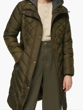 MARC NEW YORK Andrew Marc Women's Size L Olive Hooded Long Puffer Coat